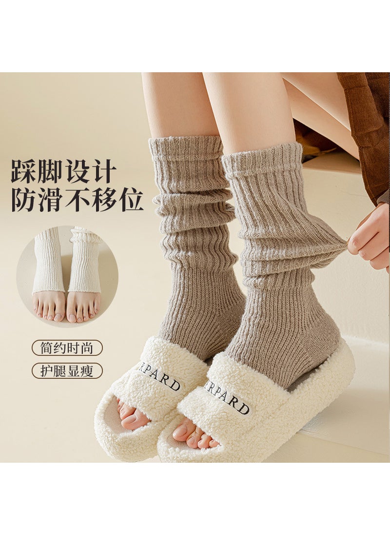 Generic - Y2K Knit Leg Warmers Womens Fuzzy Thigh High Winter Socks Black - Image 1