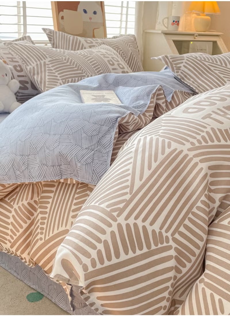 Generic 4-Piece Geometric Design Bedding Set Cotton Comes with 1 quilt cover and 1 flat sheet and 2 pillowcases  suitable for 2.0m bed (200*230cm)  - Image 3