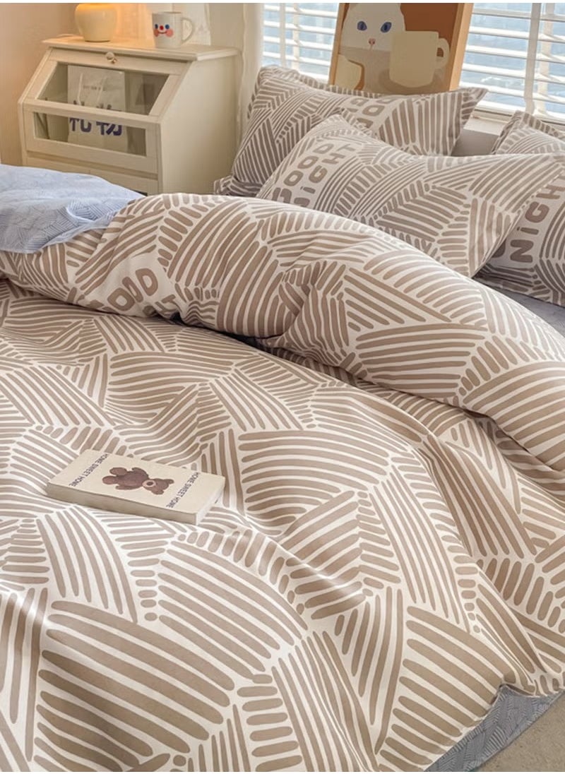 Generic 4-Piece Geometric Design Bedding Set Cotton Comes with 1 quilt cover and 1 flat sheet and 2 pillowcases  suitable for 2.0m bed (200*230cm)  - Image 1