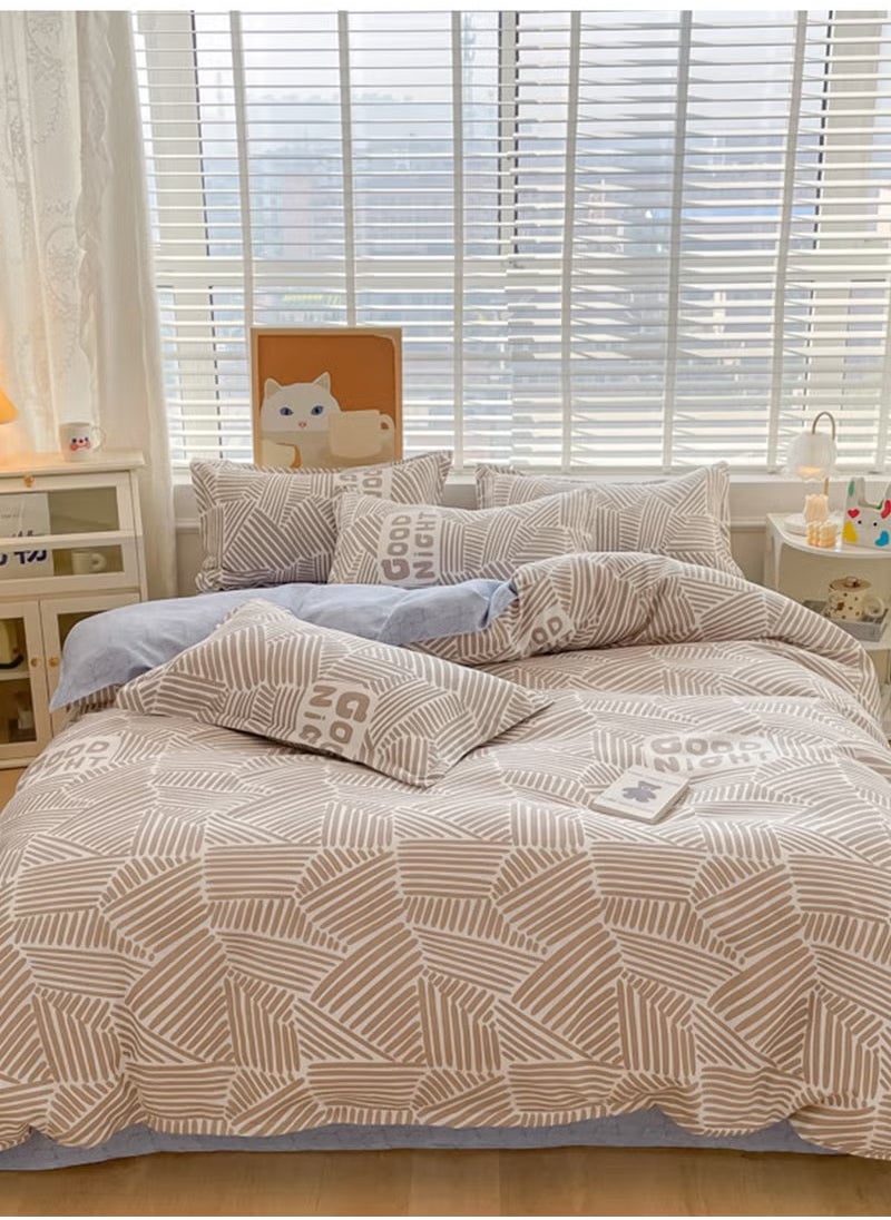 Generic 4-Piece Geometric Design Bedding Set Cotton Comes with 1 quilt cover and 1 flat sheet and 2 pillowcases  suitable for 2.0m bed (200*230cm)  - Image 2