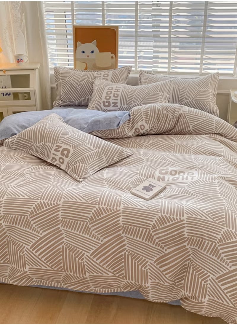 Generic 4-Piece Geometric Design Bedding Set Cotton Comes with 1 quilt cover and 1 flat sheet and 2 pillowcases  suitable for 2.0m bed (200*230cm)  - Image 5