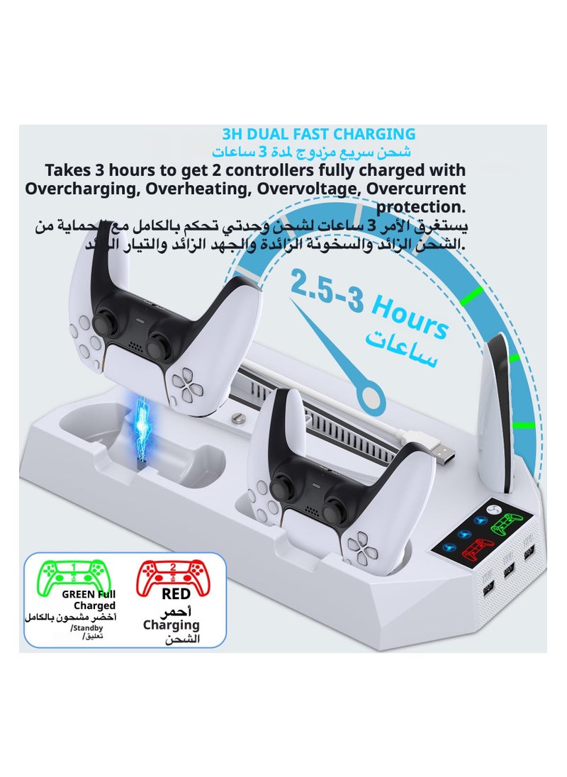 Anmi - PS5 Slim Stand with Cooling Station and Dual Controller Charging Station for PS5 Slim Digital Edition, PS5 Slim Disc Version, PS5 Slim Cooling Fan with Headset Holder and 3 Adjustable Fan Speeds - Image 1