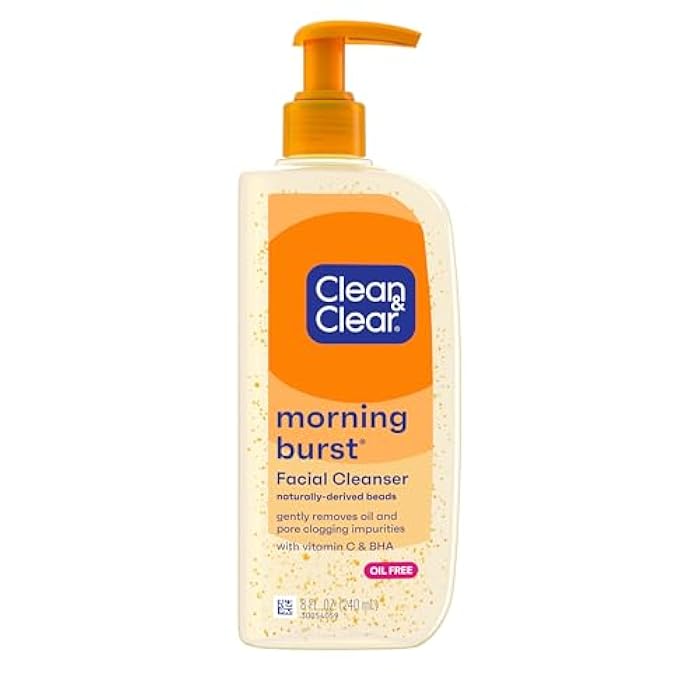 Clean & Clear Morning Burst Oil-Free Facial Cleanser with Vitamin C & BHA, Daily Nourishing Face Wash Gently Cleanses to Remove Oil & Pore Clogging Impurities, 8 fl. oz, 6 Pack - Image 1