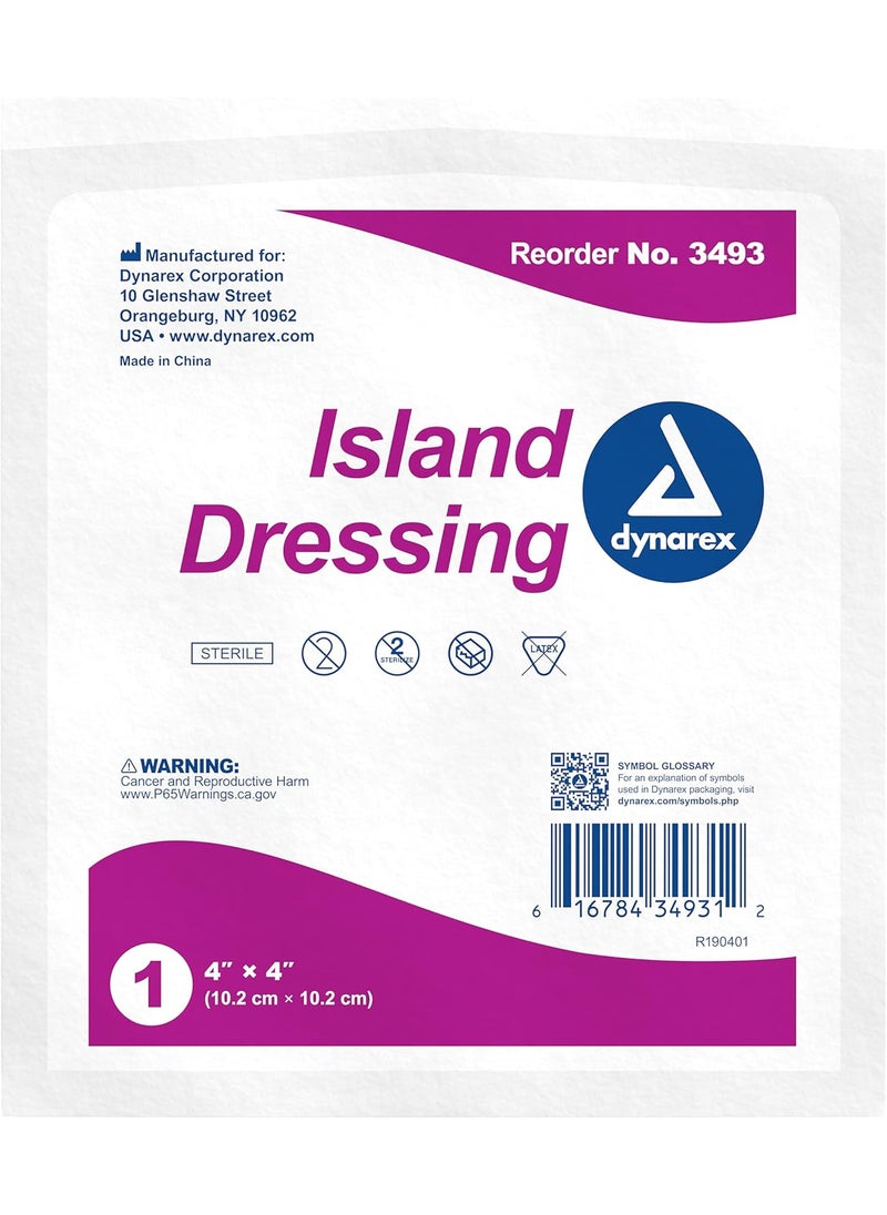 Dynarex Island Dressing Sterile 4" x 4" 1 Pack of 25 Dressing 