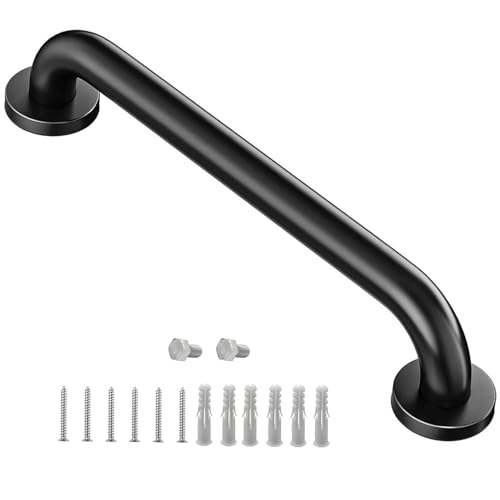 Conwithna Shower Grab Bars for Bathtubs and Showers Stainless Steel Handicap Grab Bars for Shower Anti Slip Safety Shower Grab Bars for Bathroom Holds up to 500LBs 12 L x 1 D Matte Black - Image 2