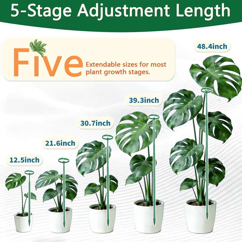 LECAMEBOR Telescoping Monstera Plant Support Stakes, 12.5IN to 48.4IN Adjustable Length, Extendable Plant Stakes for Indoor Plants, Premium Stainless Steel Material Plants Sticks for Orchids, Tomatoes- 3Pack - Image 4