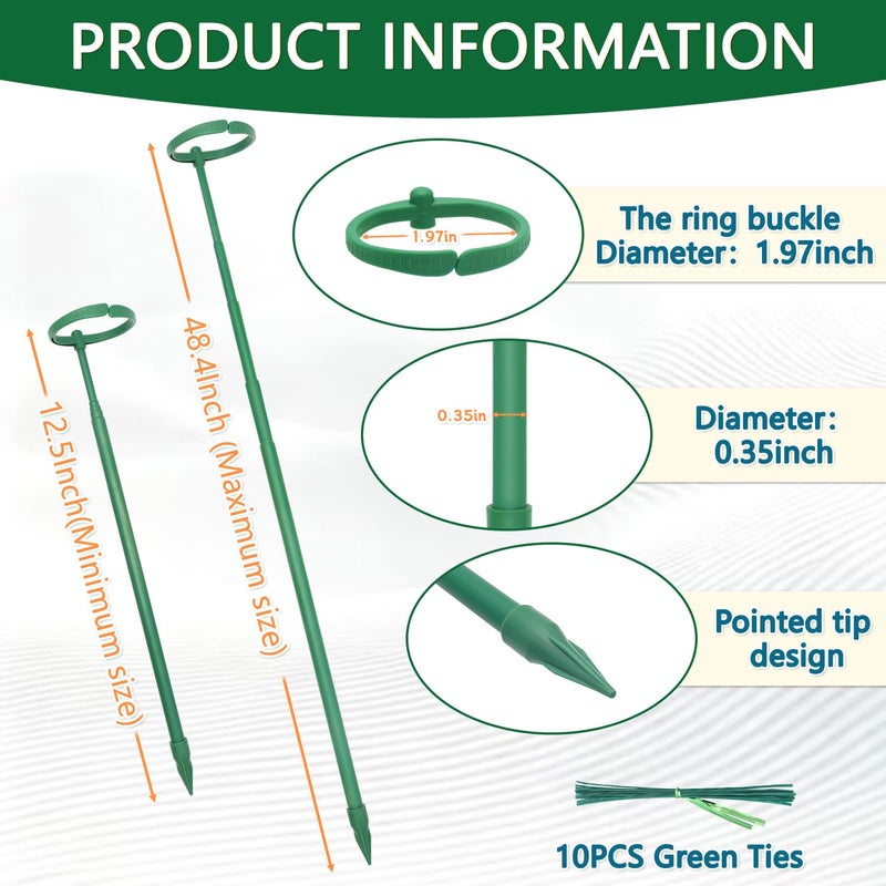 LECAMEBOR Telescoping Monstera Plant Support Stakes, 12.5IN to 48.4IN Adjustable Length, Extendable Plant Stakes for Indoor Plants, Premium Stainless Steel Material Plants Sticks for Orchids, Tomatoes- 3Pack - Image 2