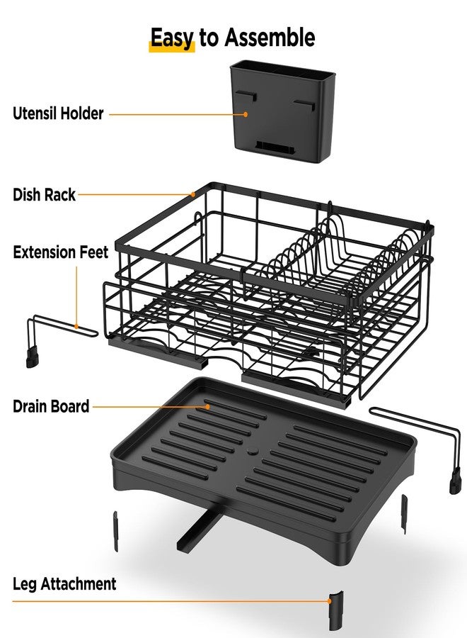 NETEL Dish Rack, Extendable Dish Drying Rack, Dish Drainer for Kitchen Counter, Dish Strainer with Utensil Holder, Over The Sink Dish Drying Rack with Automatic Drainage System - Image 3