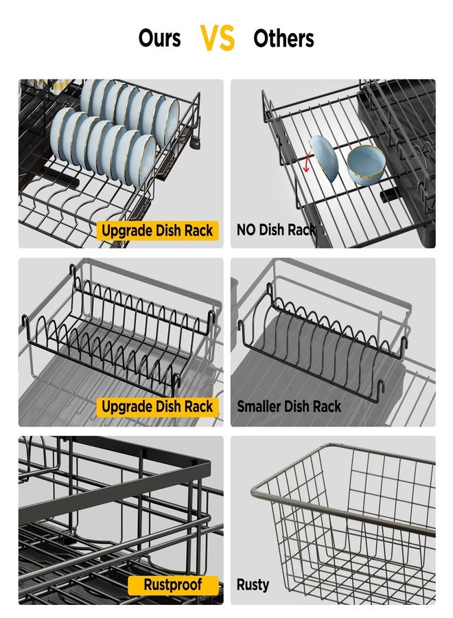 NETEL Dish Rack, Extendable Dish Drying Rack, Dish Drainer for Kitchen Counter, Dish Strainer with Utensil Holder, Over The Sink Dish Drying Rack with Automatic Drainage System - Image 4