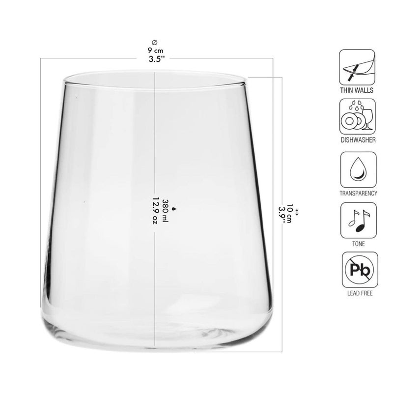 Krosno Water Juice Drinking Glasses, Set of 6, 12.9 oz, Avant-Garde Collection, Crystal Glass, Lightweight Everyday Drinking Glasses, Multi-Purpose, Dishwasher Safe, Made in Europe - Image 2