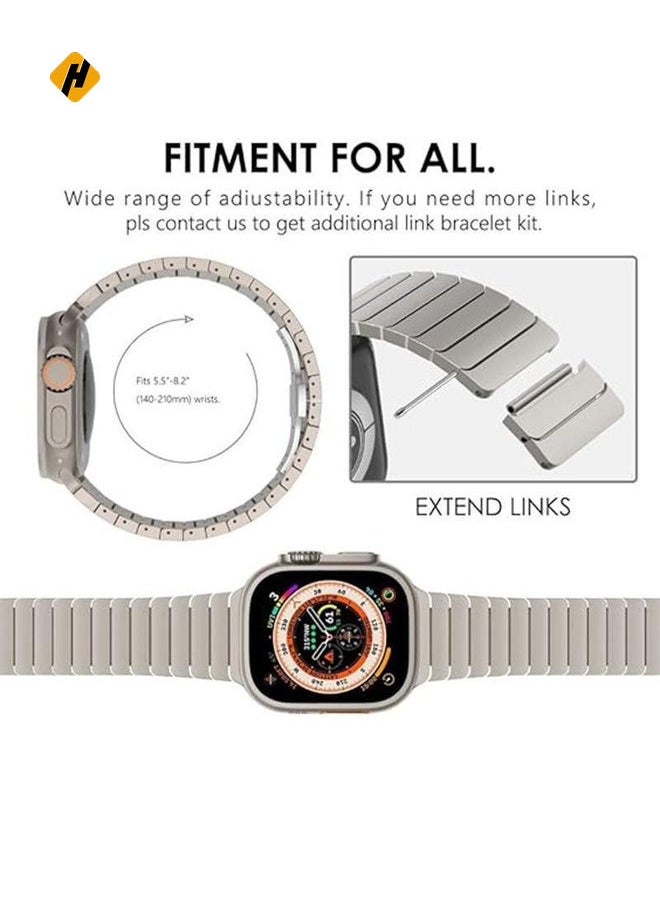 For Apple Watch 46mm / 49mm / 45mm / 44mm Butterfly Clasp One-Bead Titanium Alloy Watch Band(Titanium)