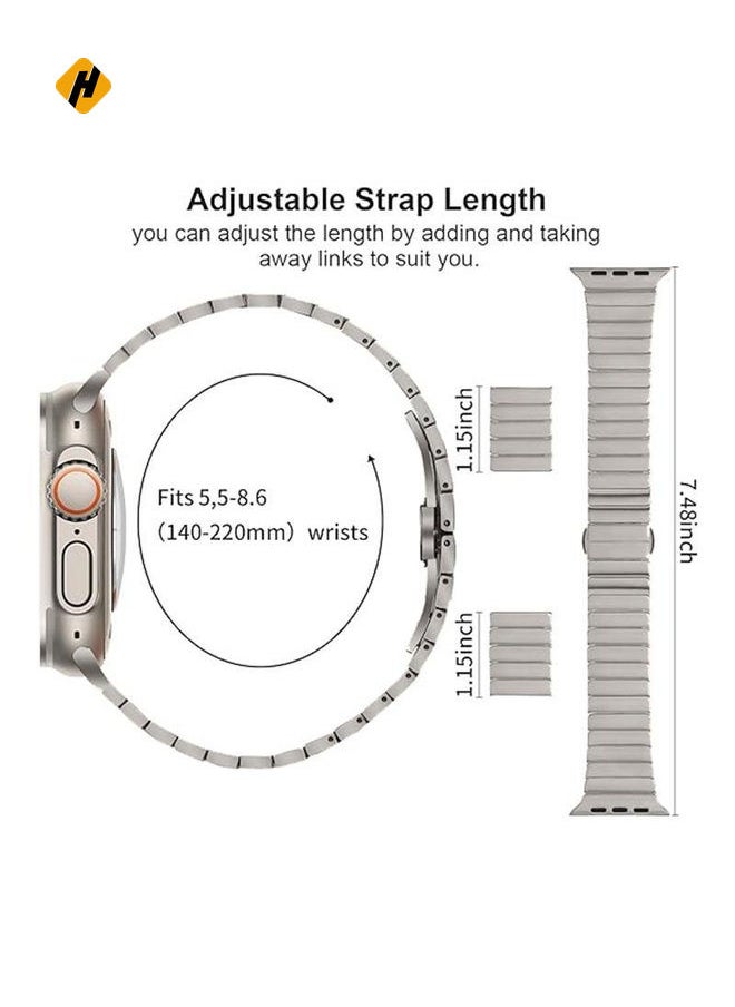 For Apple Watch 46mm / 49mm / 45mm / 44mm Butterfly Clasp One-Bead Titanium Alloy Watch Band(Titanium)
