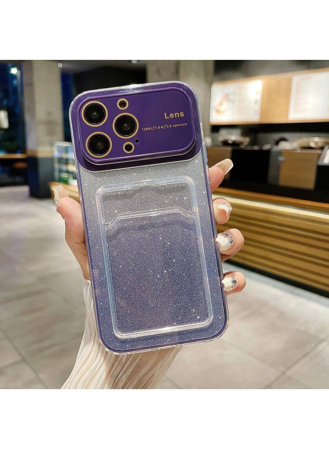 S-TOP Case For iPhone 12 Pro Max Large Window Gradient Glitter Phone Case with Card Slot - Image 1