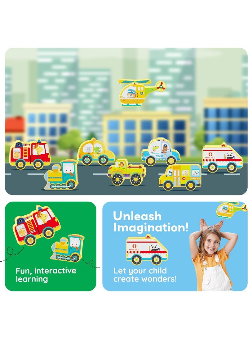 PicassoTiles بيكاسو تايلز كتل مغناطيسية سيارات مدينة المترو 8 قطع | متوافقة مع بلاط مغناطيسي | كتل بناء | ألعاب STEM | مجموعة ألعاب تعليمية | كتل تكديس | مجموعة بناء للتطوير العقلي للأطفال - Image 4