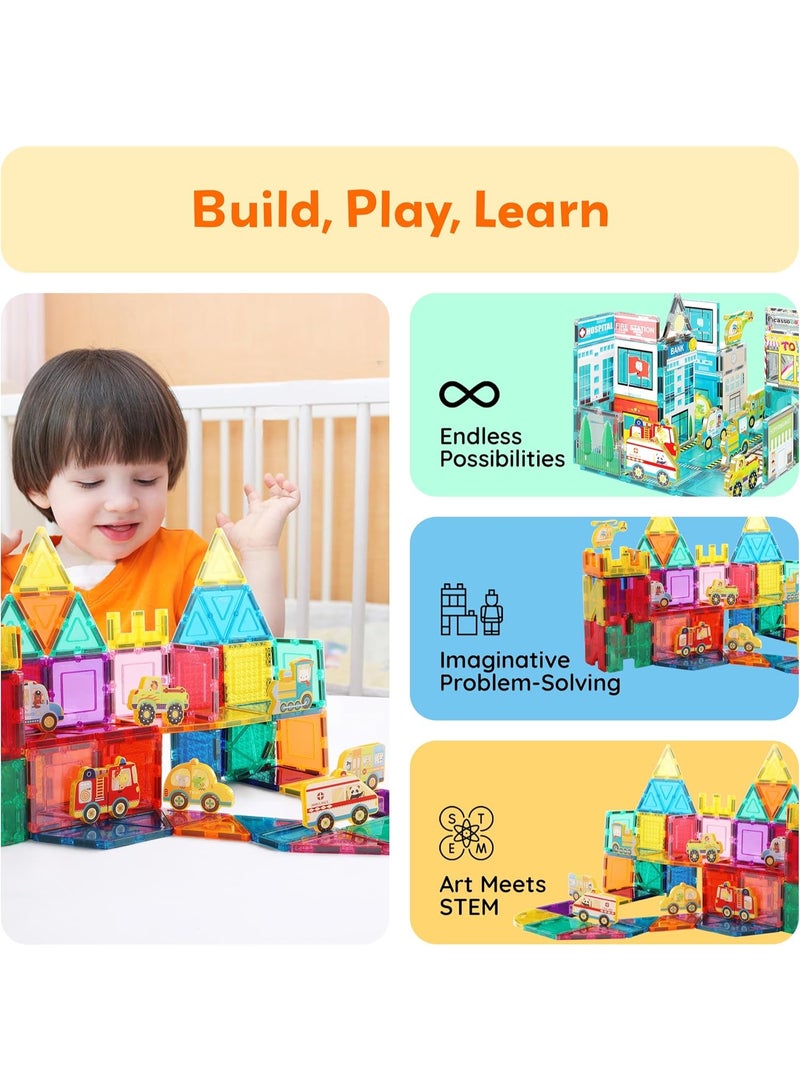 PicassoTiles بيكاسو تايلز كتل مغناطيسية سيارات مدينة المترو 8 قطع | متوافقة مع بلاط مغناطيسي | كتل بناء | ألعاب STEM | مجموعة ألعاب تعليمية | كتل تكديس | مجموعة بناء للتطوير العقلي للأطفال - Image 5