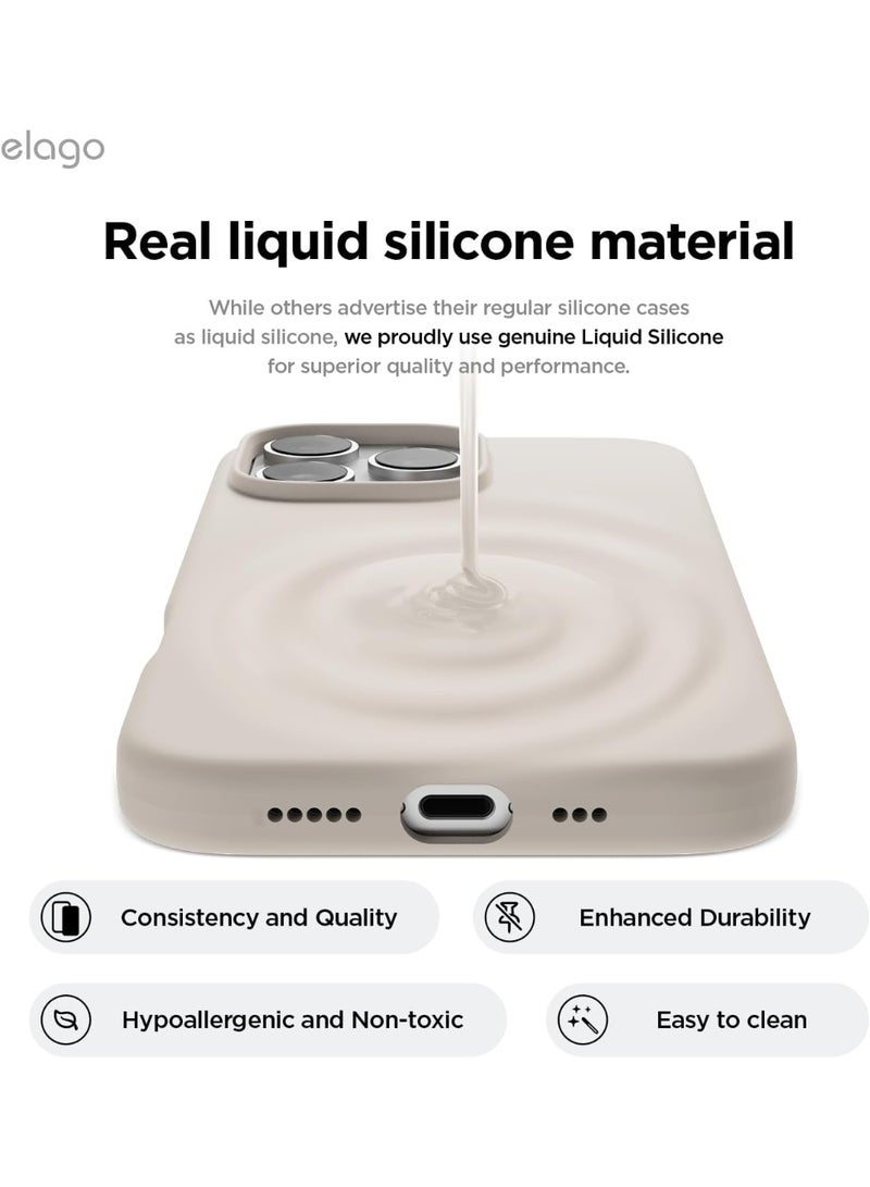 Elago Magnetic Liquid Silicone for iPhone 16 PRO Case Cover Compatible with MagSafe Shockproof - Stone - Image 5