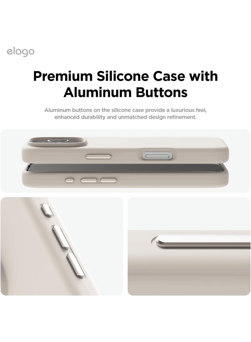 Elago Magnetic Liquid Silicone for iPhone 16 PRO Case Cover Compatible with MagSafe Shockproof - Stone - Image 3
