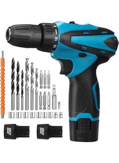 erorex Cordless Drill Set 12V Electric Drill With Battery And Charger 3 8 Inch Keyless Chuck Home Power Drill 2 Variable Speed 18+1 Position Led Light For Home And Diy Project Blue  - Image 1