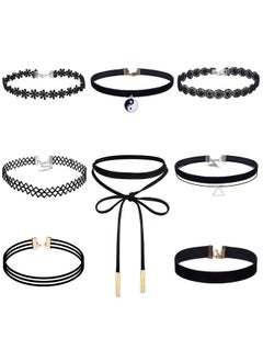 Akstore 8 Pcs Classic Layered Cute Black Velvet Choker Necklace Womens (8)  - Image 1