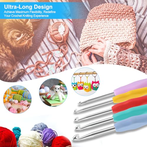 Vodiye 21 Sizes Ergonomic Crochet Hooks Set 0.5–10.0mm with Case, Soft Grip Crochet Needles for Crocheting Comfort - Image 5