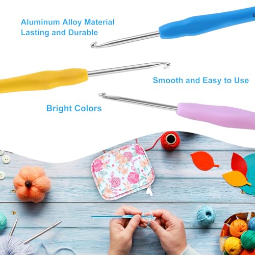 Vodiye 21 Sizes Ergonomic Crochet Hooks Set 0.5–10.0mm with Case, Soft Grip Crochet Needles for Crocheting Comfort - Image 3