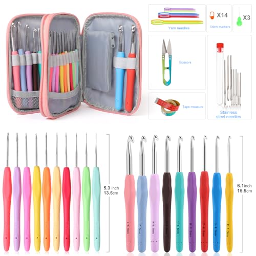 Vodiye 21 Sizes Ergonomic Crochet Hooks Set 0.5–10.0mm with Case, Soft Grip Crochet Needles for Crocheting Comfort - Image 2