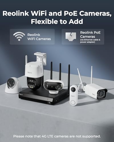 reolink ريولينك NVR واي فاي 6 بدقة 4K و16 قناة مع واي فاي مزدوج النطاق 2.4/5 جيجاهرتز، مزود بقرص صلب سعة 2 تيرابايت، يدعم كاميرات ريولينك بدقة 16MP/12MP/8MP/5MP/4MP، نظام كاميرات أمان منزلي بتسجيل على مدار الساعة، بدون منافذ PoE، RLN12W - Image 4