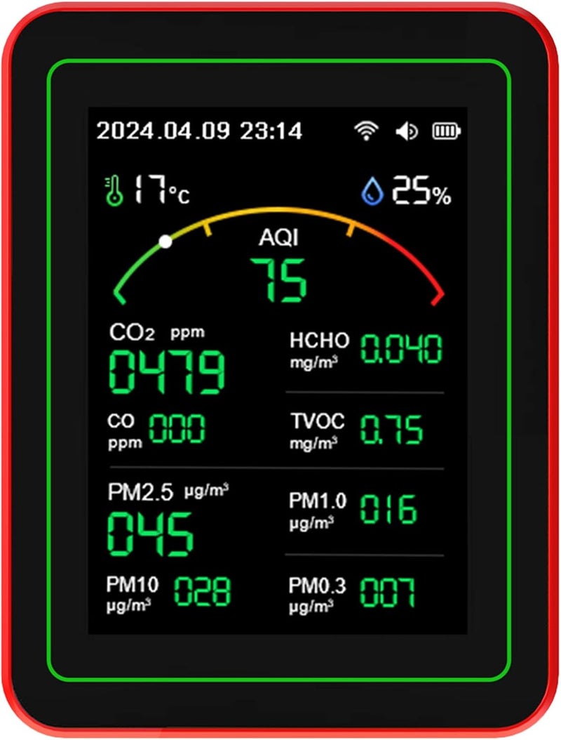 Air Qualities Detector for Home Air Qualities Pollution Meter CO2 PM2.5 Formaldehyde TVOC Temperature Testing Meter Detectors - Image 1