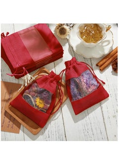 Y&D 10-Pieces 13x18 Cm Linen Burlap Sheer Bag Organza Bag Burlap Bags With Drawstring For Wedding Party Favors Cosmetic Samples Goodies Mesh Pouch (Wine Red)  - Image 4