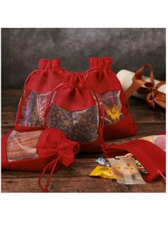 Y&D 10-Pieces 13x18 Cm Linen Burlap Sheer Bag Organza Bag Burlap Bags With Drawstring For Wedding Party Favors Cosmetic Samples Goodies Mesh Pouch (Wine Red)  - Image 5