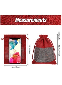 Y&D 10-Pieces 13x18 Cm Linen Burlap Sheer Bag Organza Bag Burlap Bags With Drawstring For Wedding Party Favors Cosmetic Samples Goodies Mesh Pouch (Wine Red)  - Image 2