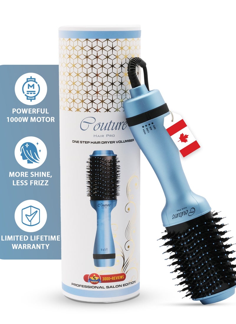 Couture Hair Pro - Hot Air Brush -3 In 1 Straightening Brush, Volumizer And Hair Dryer-Premium Salon Quality Baby Blue - Image 1