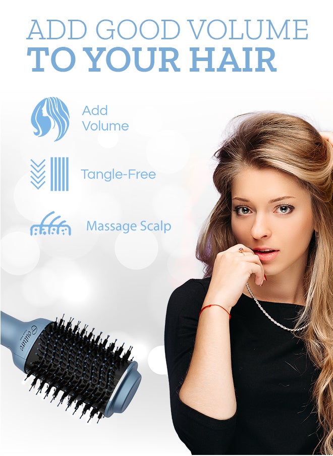 Couture Hair Pro - Hot Air Brush -3 In 1 Straightening Brush, Volumizer And Hair Dryer-Premium Salon Quality Baby Blue - Image 1