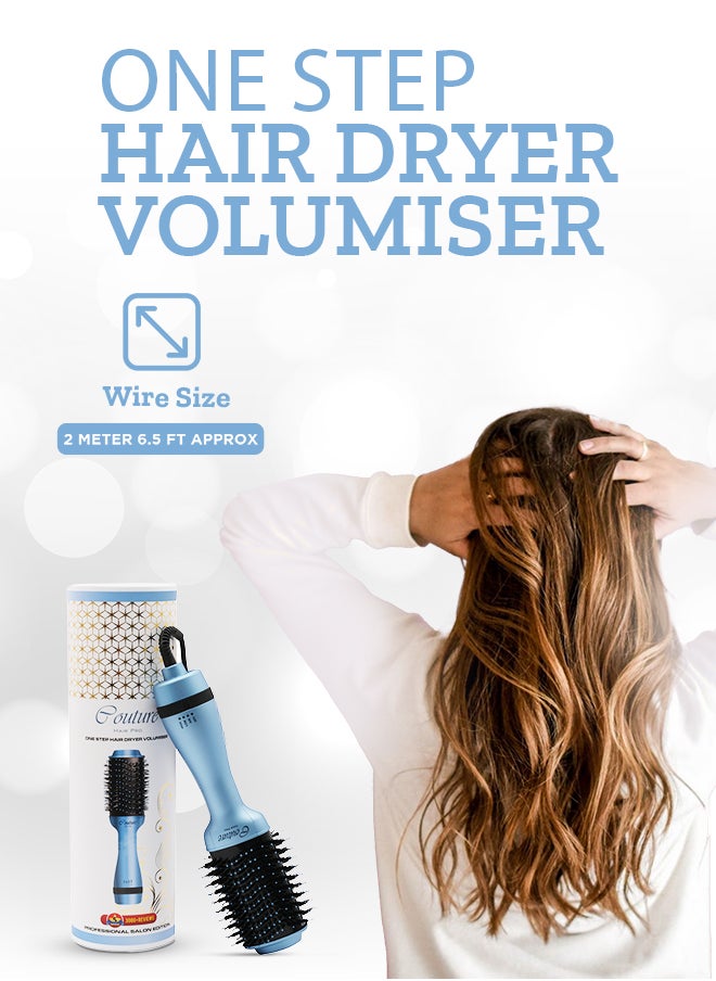 Couture Hair Pro - Hot Air Brush -3 In 1 Straightening Brush, Volumizer And Hair Dryer-Premium Salon Quality Baby Blue - Image 1