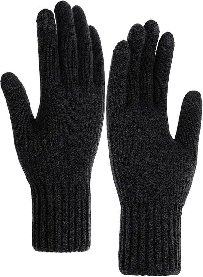 DIGITAL SHOPEE Unisex Winter Woolen Gloves, Black, Free Size, Warm Hand Protection for Men and Women