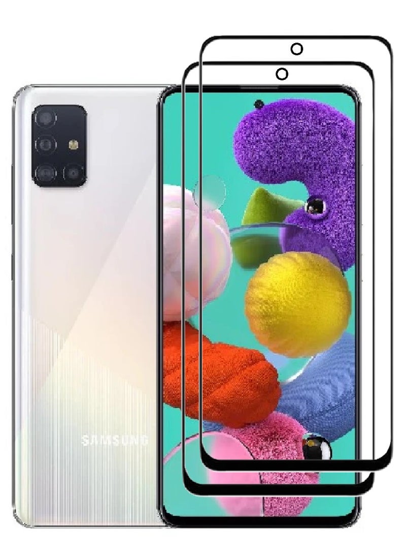AINA 2 Pieces Tempered Glass Screen Protector 5D Designed For Samsung Galaxy A51 Full Glue Edge to Edge Full Screen Coverage And Bubble Free - Image 1