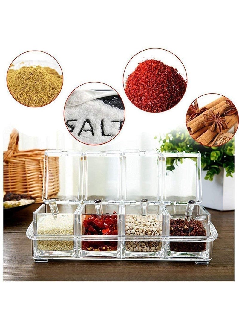 TERXA TERXA Crystal Spice Rack Masala Storage Container Spice Box For Kitchen PepperSalt Box With Spoon Multipurpose Transparent Seasoning Storage Organizer Set of 1Multicolor  - Image 4