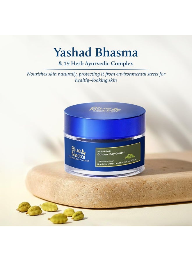 Blue Nectar Eladi Outdoor Sun Cream for Women with SPF 30 Sunscreen | Hydrating Suncream with Yashad Bhasm for Protection & Nourishment | Day Cream for Glowing Skin (19 Herbs, 50g) - Image 2