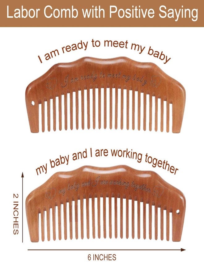 Moreinday Labor Comb for Pain, Birthing Comb with Wrist Strap for Expecting Moms - Peach Wood - Image 3