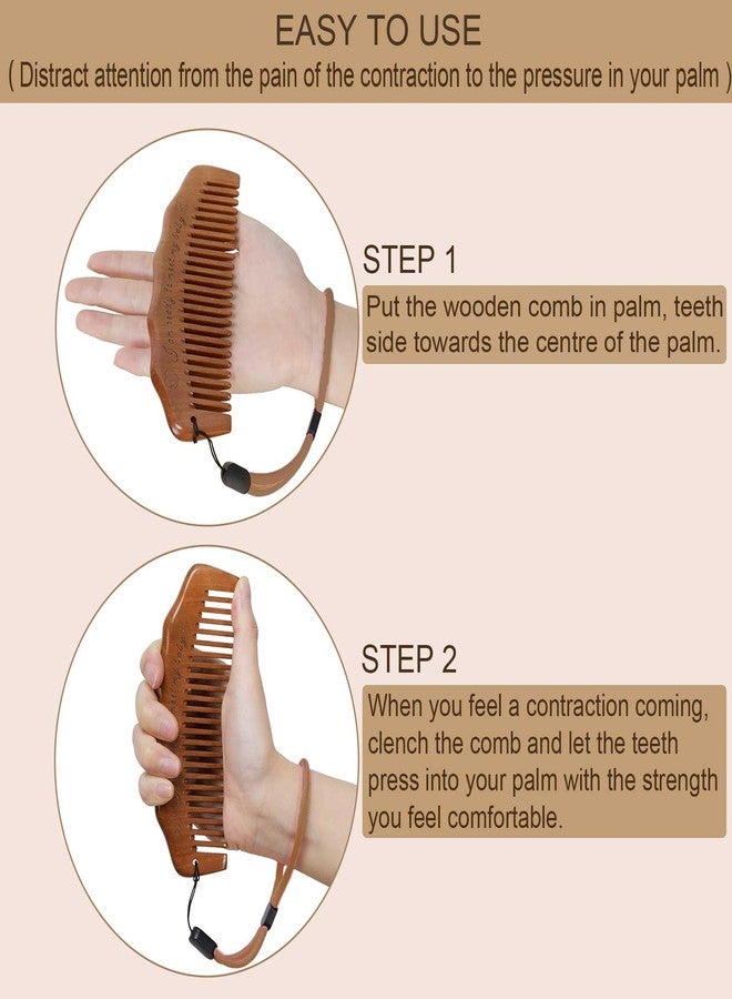 Moreinday Labor Comb for Pain, Birthing Comb with Wrist Strap for Expecting Moms - Peach Wood - Image 5