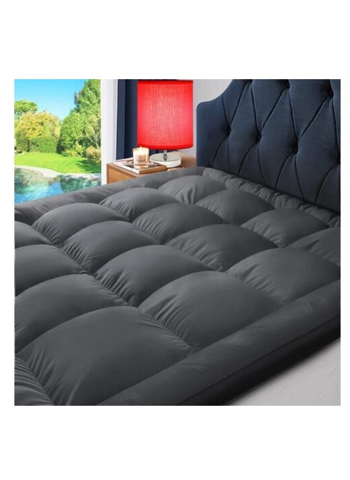 DEEP SLEEP Every Night Deep Sleep Mattress Topper Soft Comfort White 500 GSM (Gray, Single Size - W 90 X L 200 Cm)  - Image 1