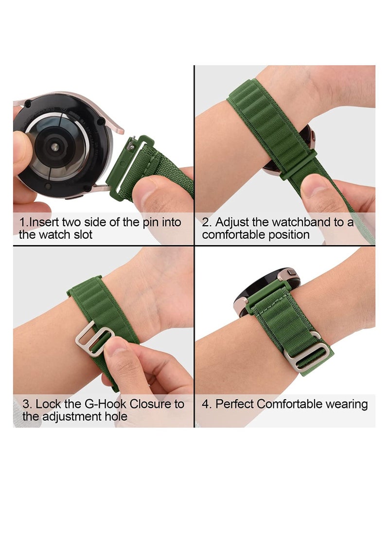 Generic Alpine Loop 22mm Compatible With Xiaomi Amazfit GTR 2 Strap Sport, Durable Sport Nylon Strap With Titanium G Hook  Olive Green  - Image 4