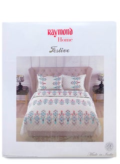 Raymond Raymond Home King Flat Sheet Bedsheet 152 Thread Count Luxirious Mercerised 100% Long Staple Cotton Bedding Printed Pre Shrunk Percale Finish Bed Linen with 2 Pillow Case -Blue & White (274 * 274 CM)  - Image 3