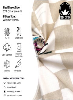 Raymond Raymond Home King Flat Sheet Bedsheet 152 Thread Count Luxirious Mercerised 100% Long Staple Cotton Bedding Printed Pre Shrunk Percale Finish Bed Linen with 2 Pillow Case -Blue & White (274 * 274 CM)  - Image 5