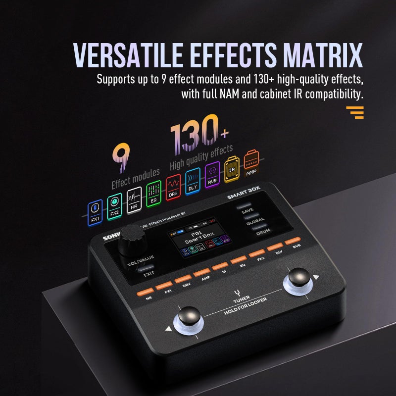 SONICAKE QME-20 Smart Box - Multi Effects Pedal for Guitar with 130+ Effects, NAM/IR Support, Looper, Built-in Tuner/Metronome, Portable Effects Processor with USB Audio Interface, Stereo Output - Image 5