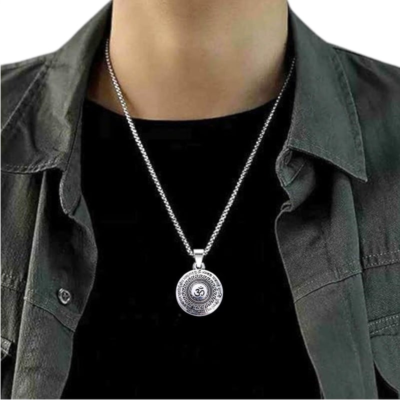 Elleva Mahadev Maha Mrityunjaya Mantra Om Pendant Locket for Men & Women | Religious Silver Necklace Jewelry Set – Best Gift for Men, Brother, Husband & Friends (Pack of 1) - Image 3