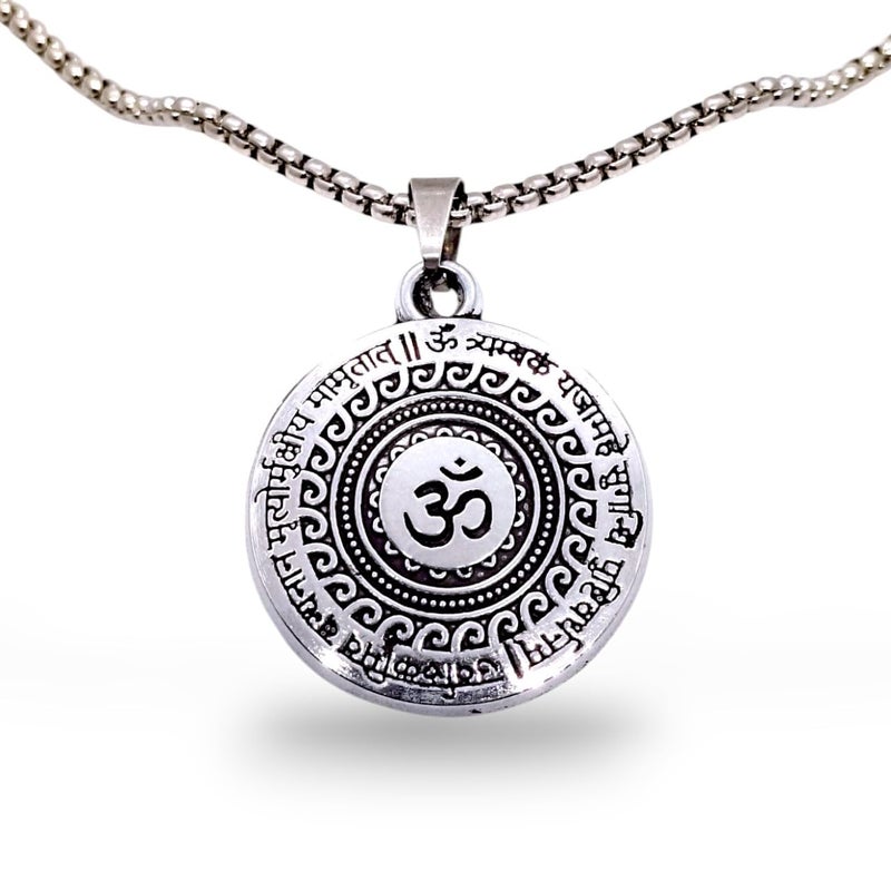 Elleva Mahadev Maha Mrityunjaya Mantra Om Pendant Locket for Men & Women | Religious Silver Necklace Jewelry Set – Best Gift for Men, Brother, Husband & Friends (Pack of 1) - Image 4