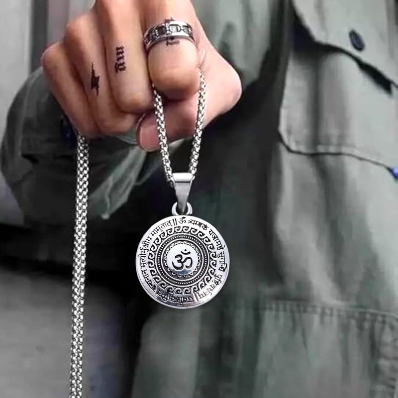 Elleva Mahadev Maha Mrityunjaya Mantra Om Pendant Locket for Men & Women | Religious Silver Necklace Jewelry Set – Best Gift for Men, Brother, Husband & Friends (Pack of 1) - Image 5