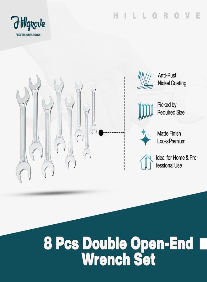 HillgroveHGCM166M1 Universal Multi-Function Professional 8Pcs Double Open Ended Wrench Set Spanner Hand Tool with 2in1 Screwdriver - Image 2
