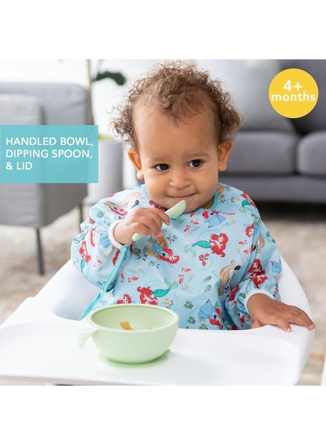 Bumkins Baby Bowls, Silicone Baby Feeding Set, Suction Bowls for Baby and Toddler with Spoon and Lid, First Feeding Set, Platinum Silicone Bowl for Babies 4 Months Up - Image 2
